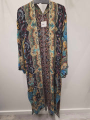 Gold Floral Embroidered Reversible Tapestry Duster