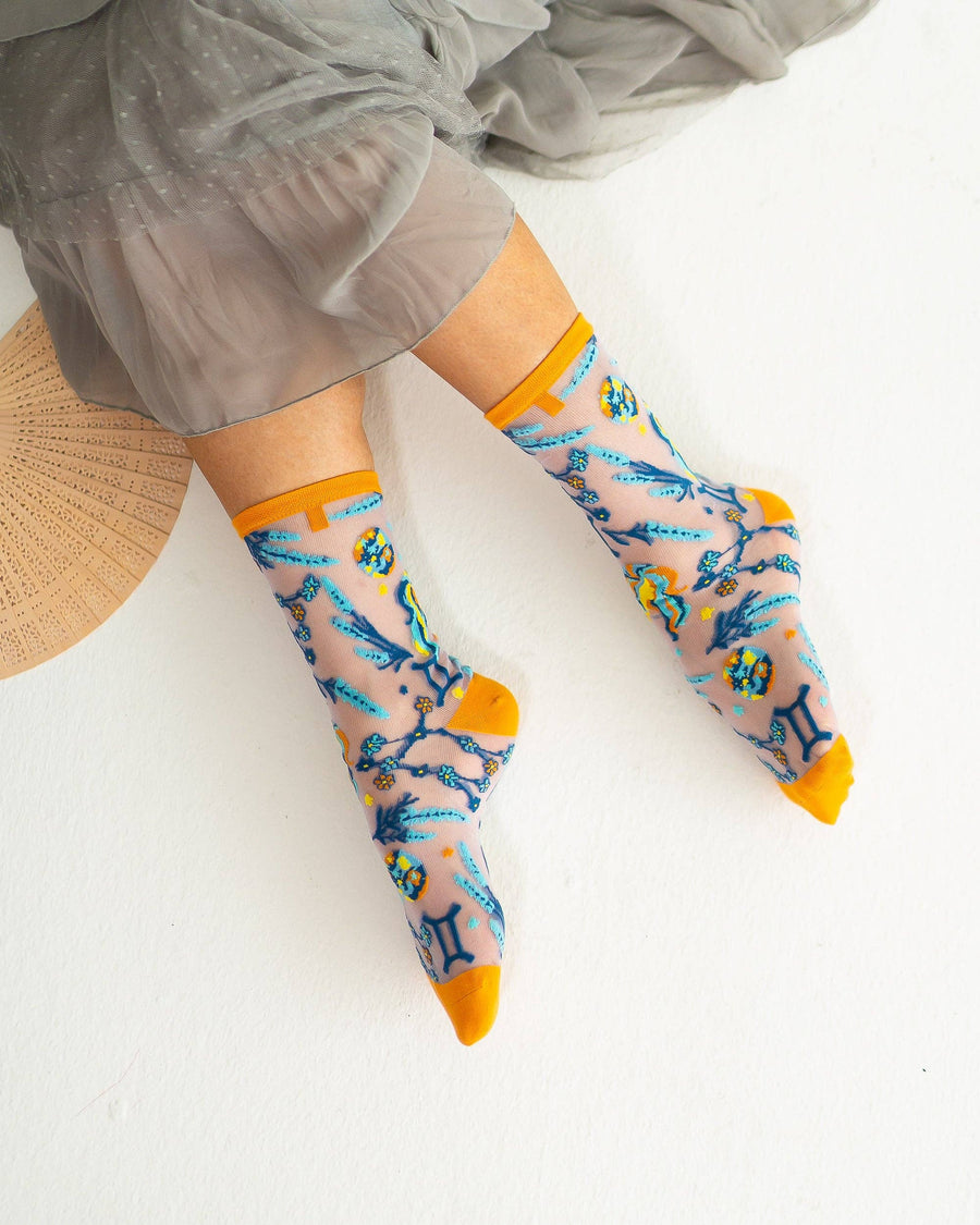 Gemini Zodiac Shimmer Sheer Crew Sock