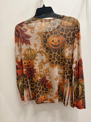 Sparkly Sheer Mesh Layering Shirt in Fall Leopard by Origami