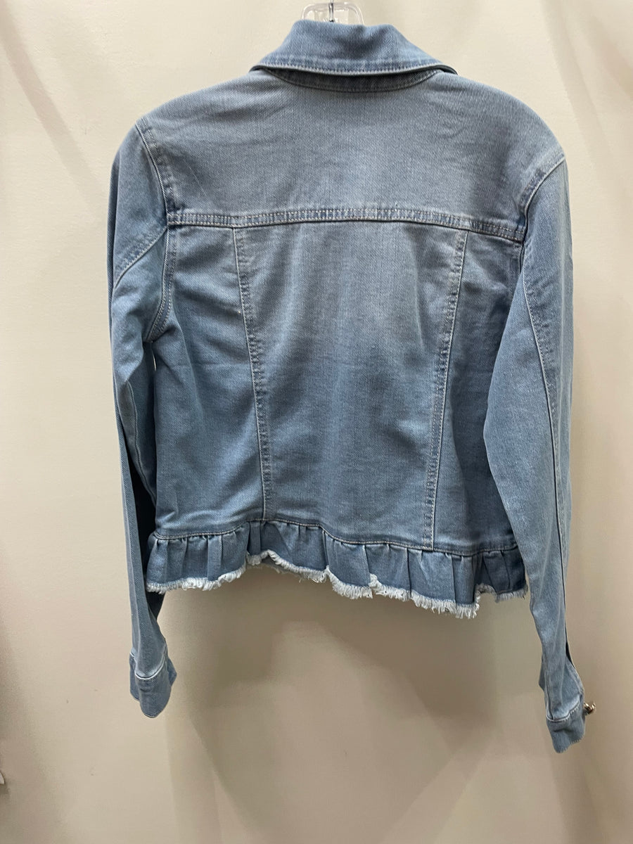 Additional view of Pearl Peplum Denim Jacket from Robin Boutique.