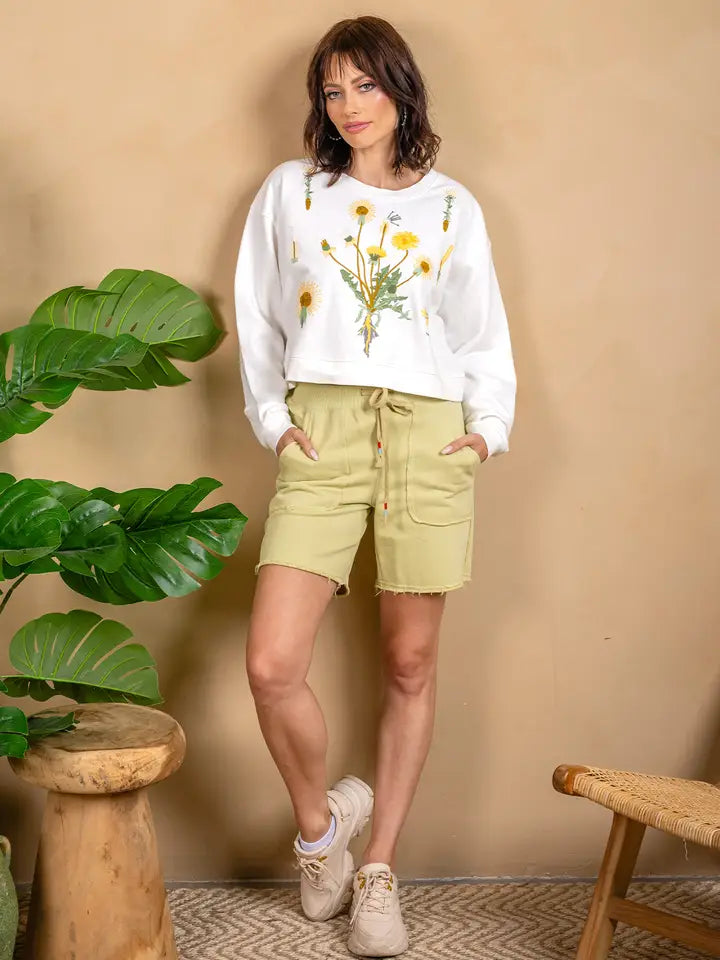 Cropped Embroidered Floral Sweatshirt by Paparazzi