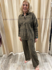 Stripe Cotton Slub J Pocket Flood Pant