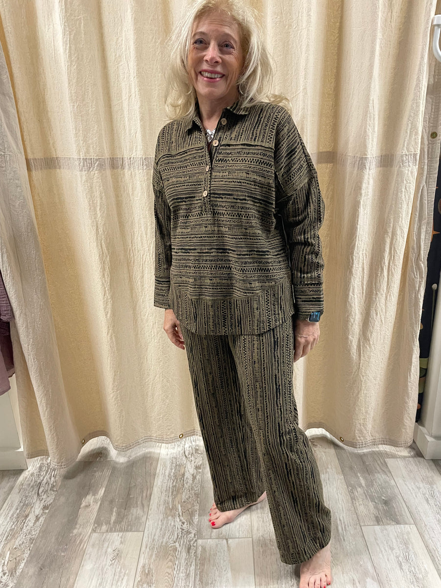 Stripe Cotton Slub J Pocket Flood Pant