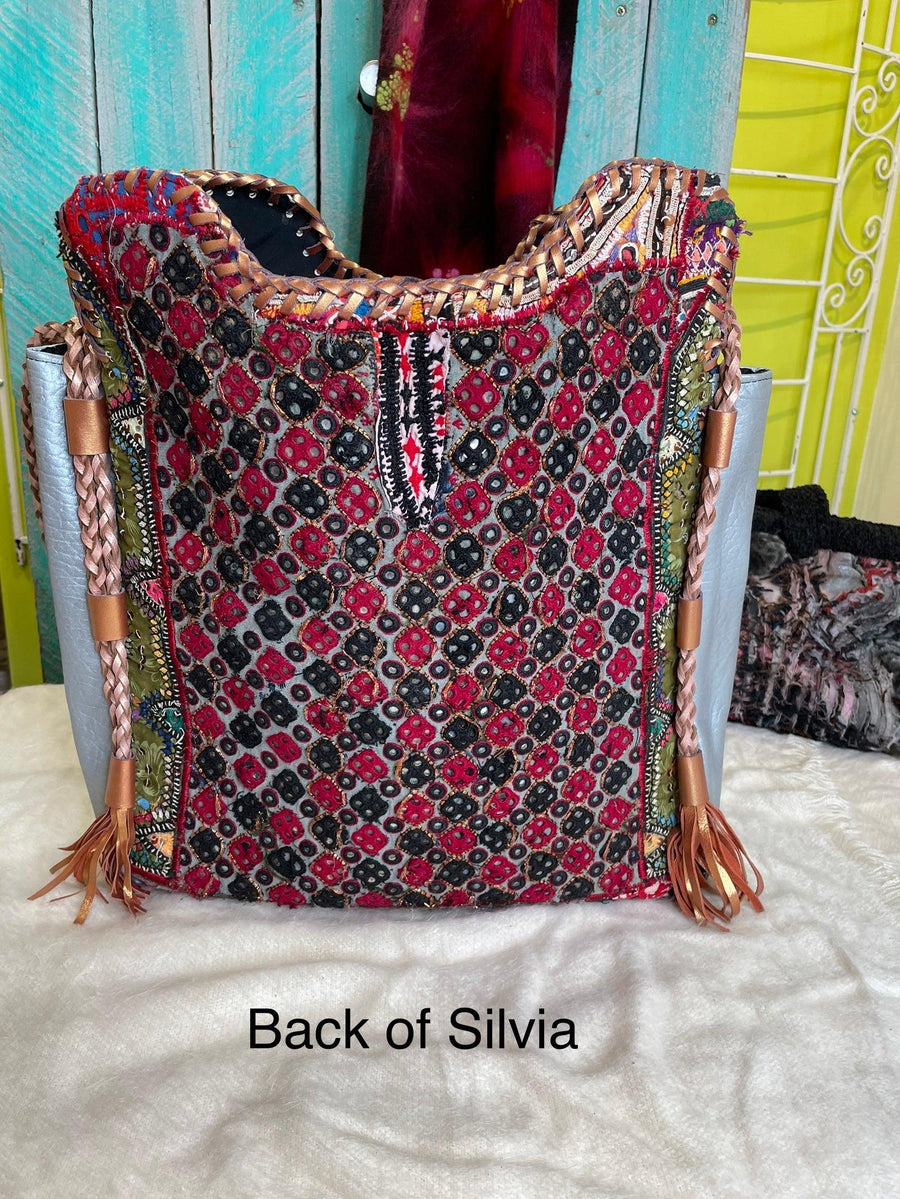 Upcycled Embroidered Market Braided Tote by Kantha Bae - Robin Boutique-Boutique 