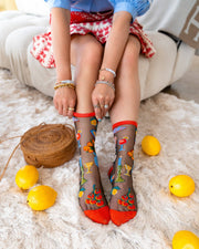 La Dolce Vita Black Sheer Crew Sock