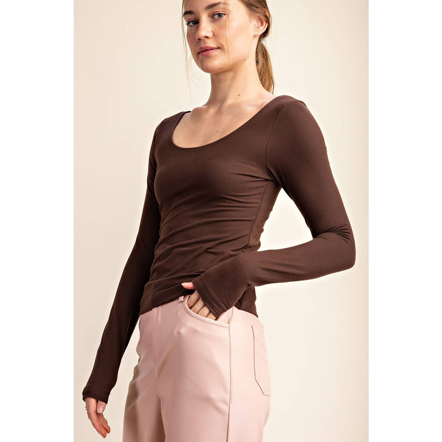 RECYCLED BUTTER ROUND NECK TOP T9967 Robin Boutique