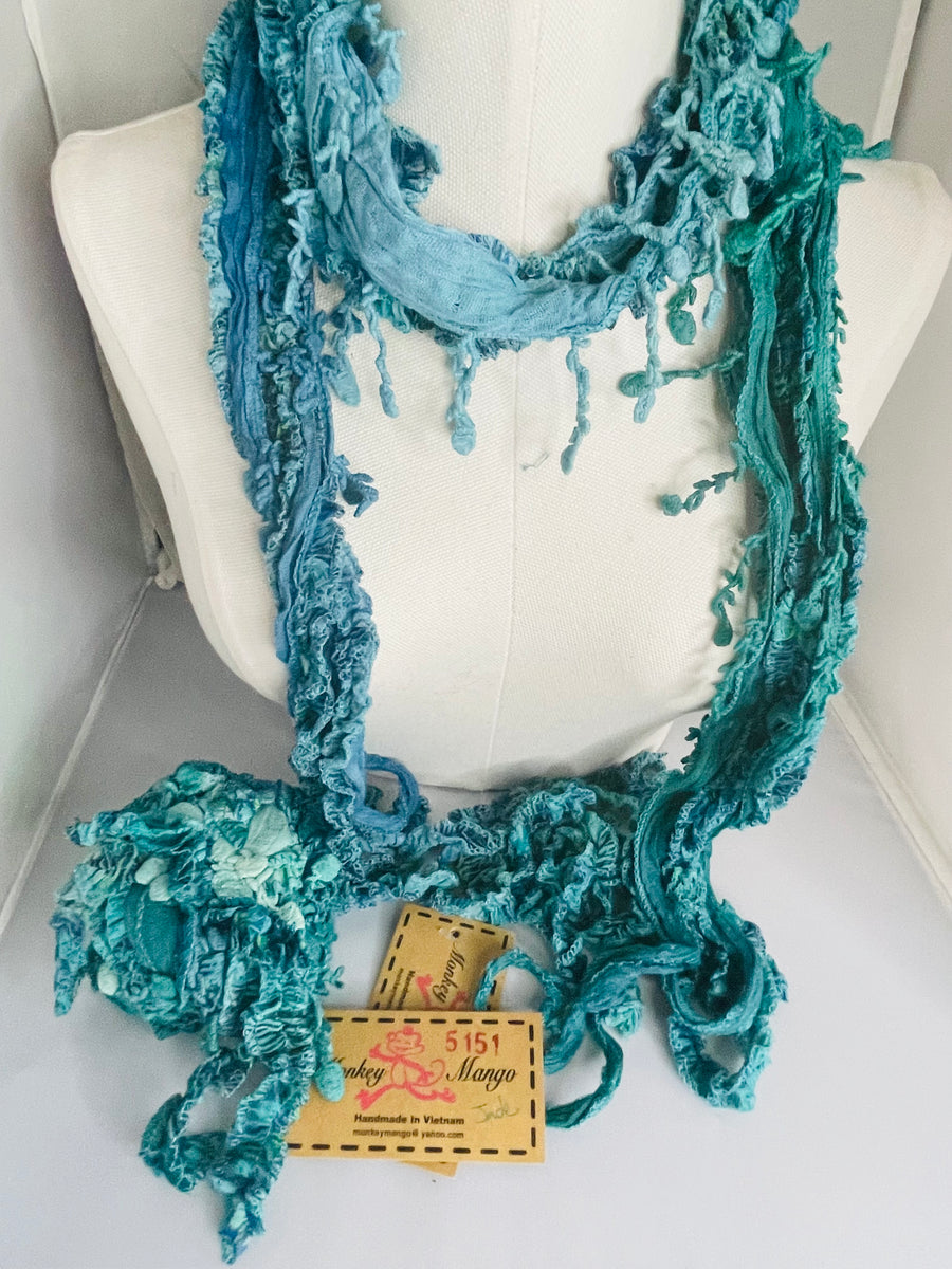 Boho Mixed Tassel Handmade Scarf Necklace