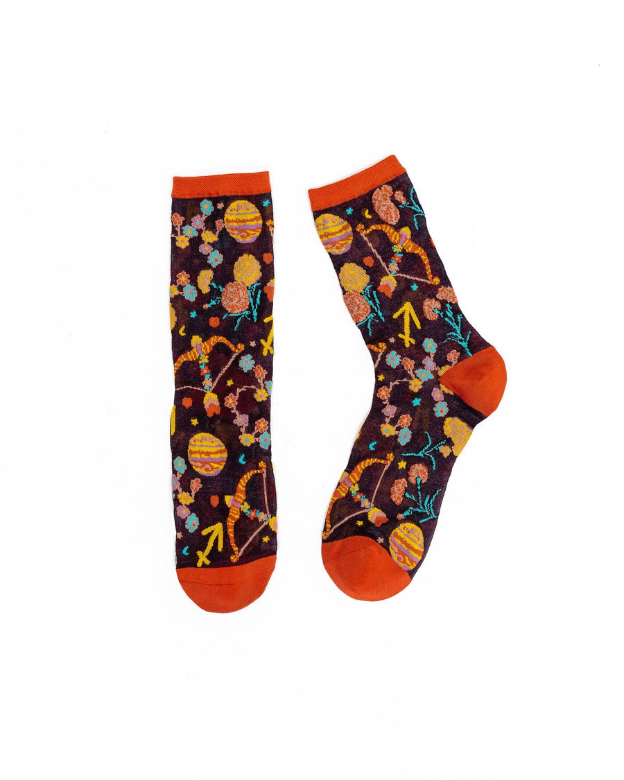 Sagittarius Zodiac Shimmer Sheer Crew Sock