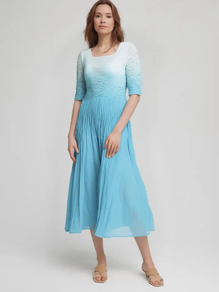 Additional view of Ombre Pleated Dress by EllyNDale from Robin Boutique.