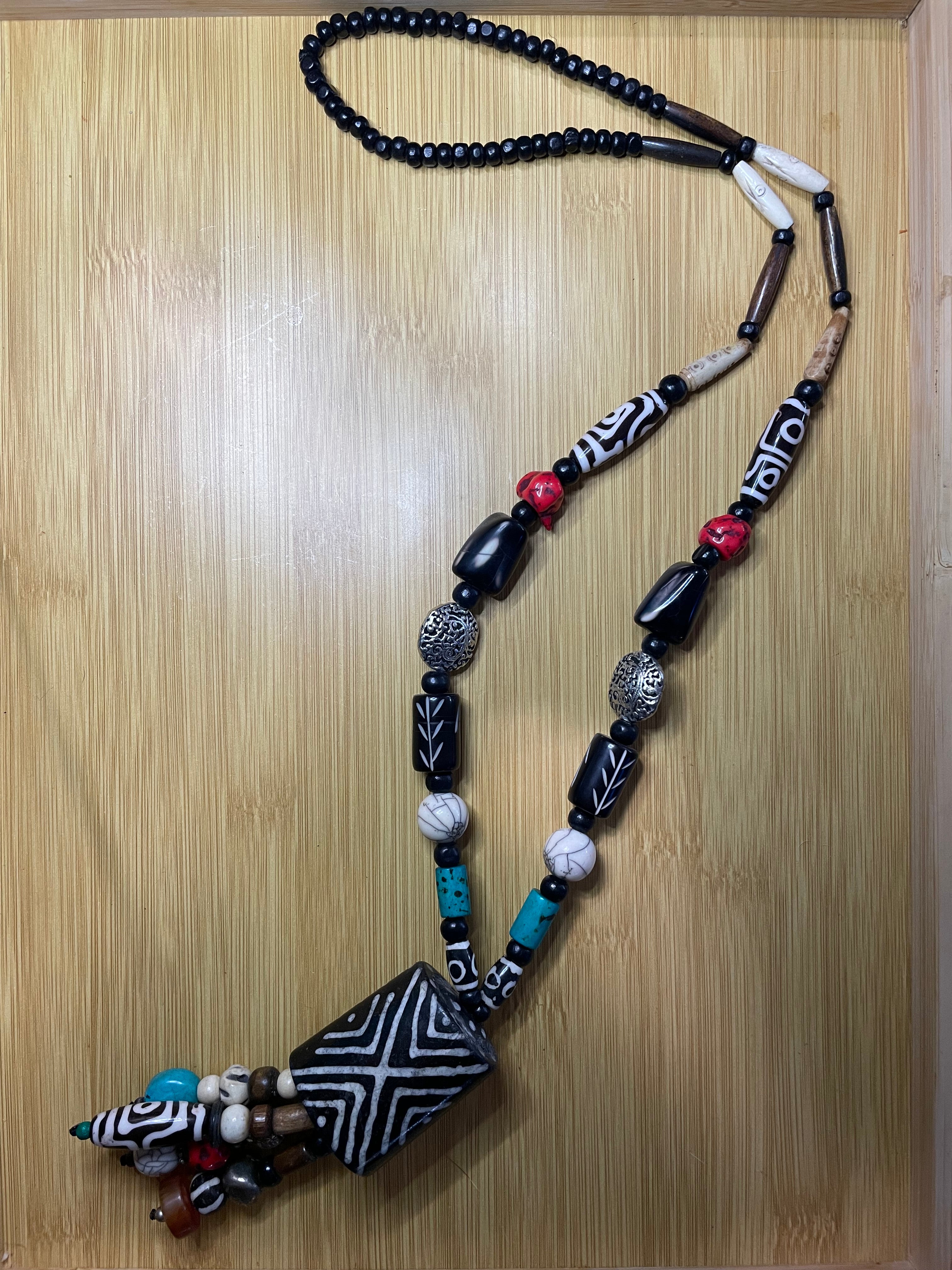 Indian Trade Bead Black Cuff Necklace