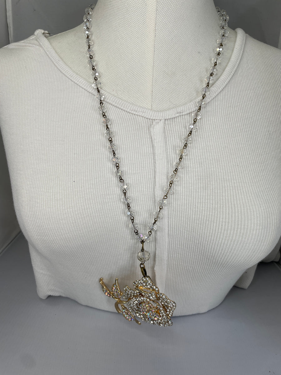 Rhinestone Rose Necklace by Gina from Robin Boutique.