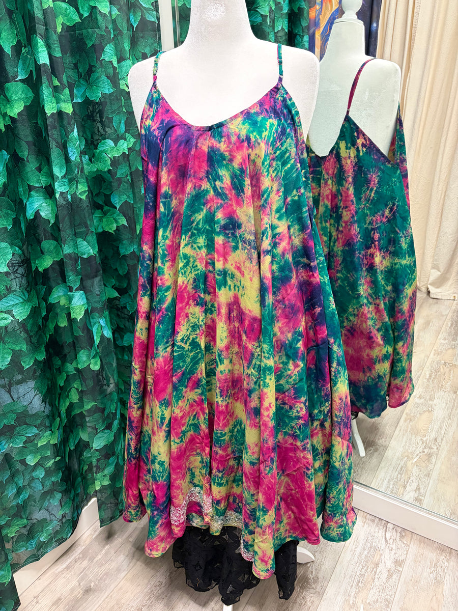 Crepe Sari Moonchild Slip Dress #185 by Kantha Bae