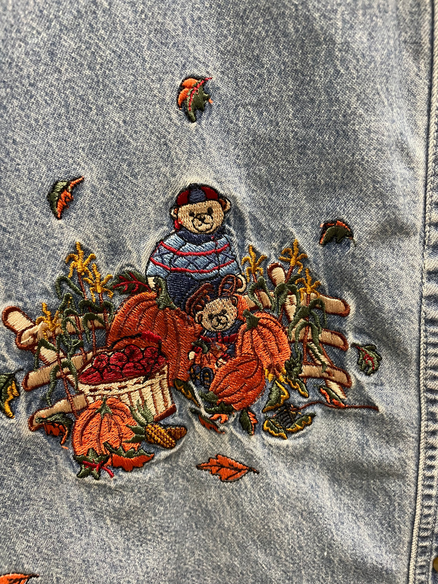 Reworked Denim Crop Button Down #208