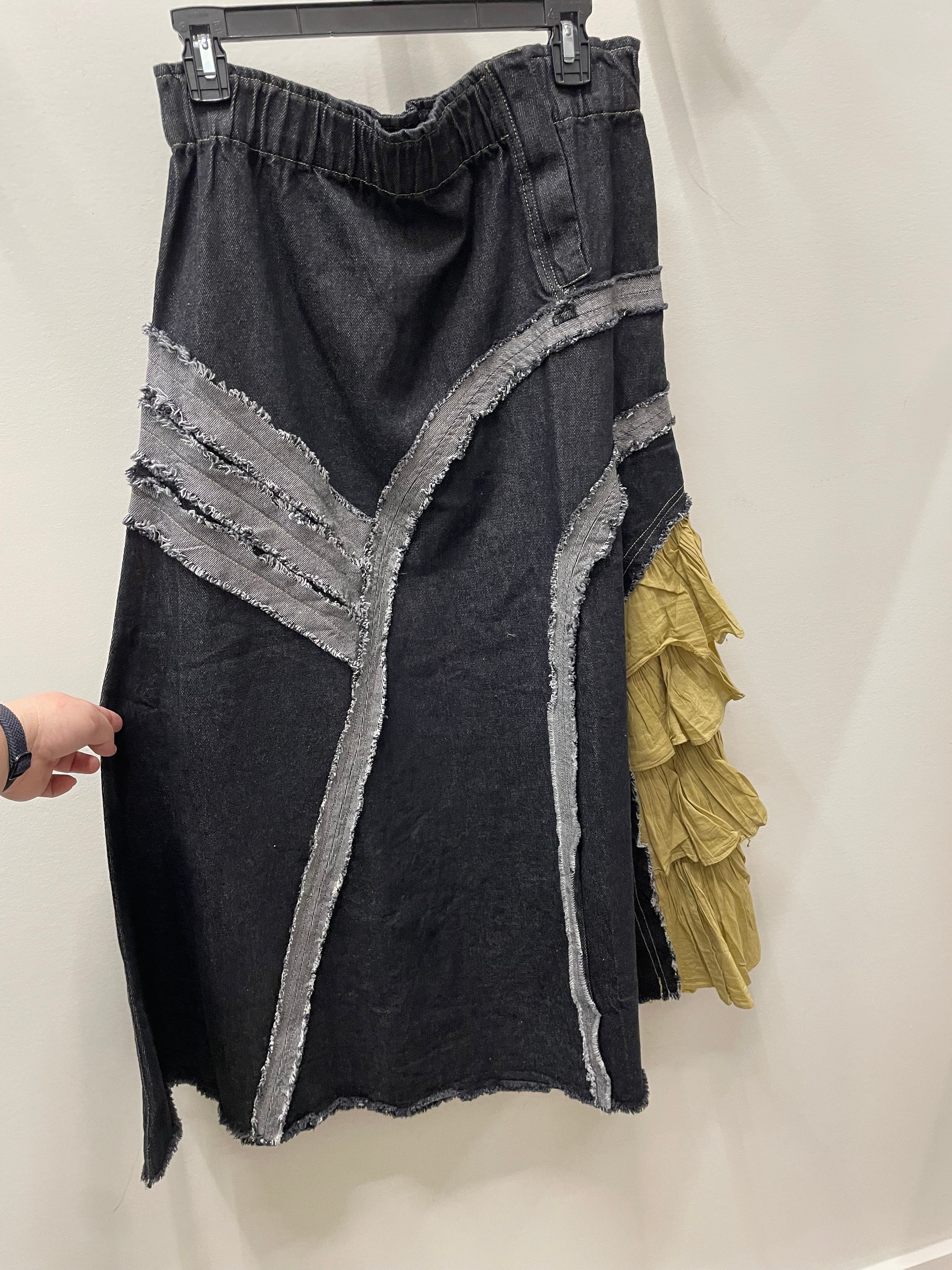 Midnight Ruffle Edge Denim Skirt by Paper Lace