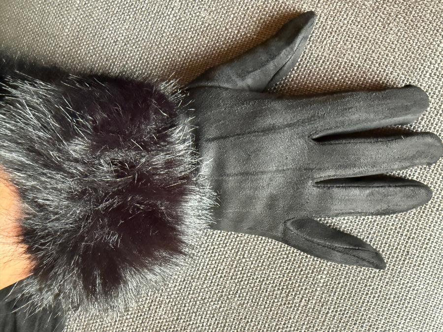 Colorful Soft Touch Screen Gloves with Fake fur cuffs