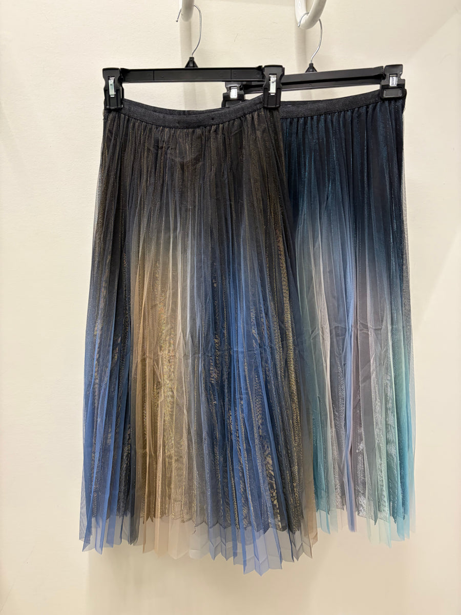 Iridescent Pleated Mesh Skirt by EllyNDale