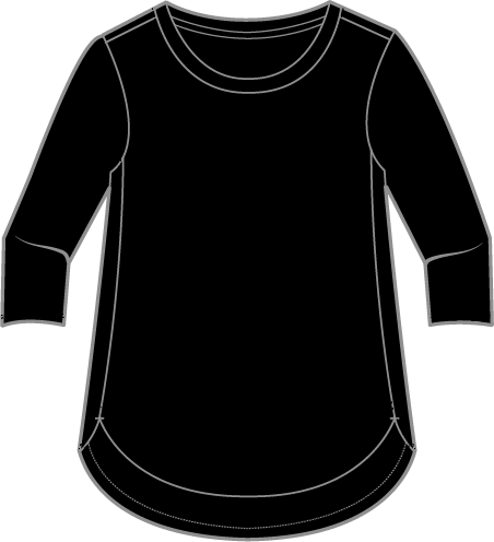 Solid Cotton Slub 3/4 Sleeve High-Low Tee by Escape