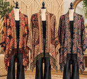 Bohemian Tapestry Kimono Jacket with Fringe