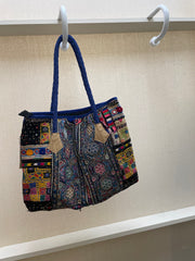 Upcycled Embroidered Market Shoulder Bag by Kantha Bae