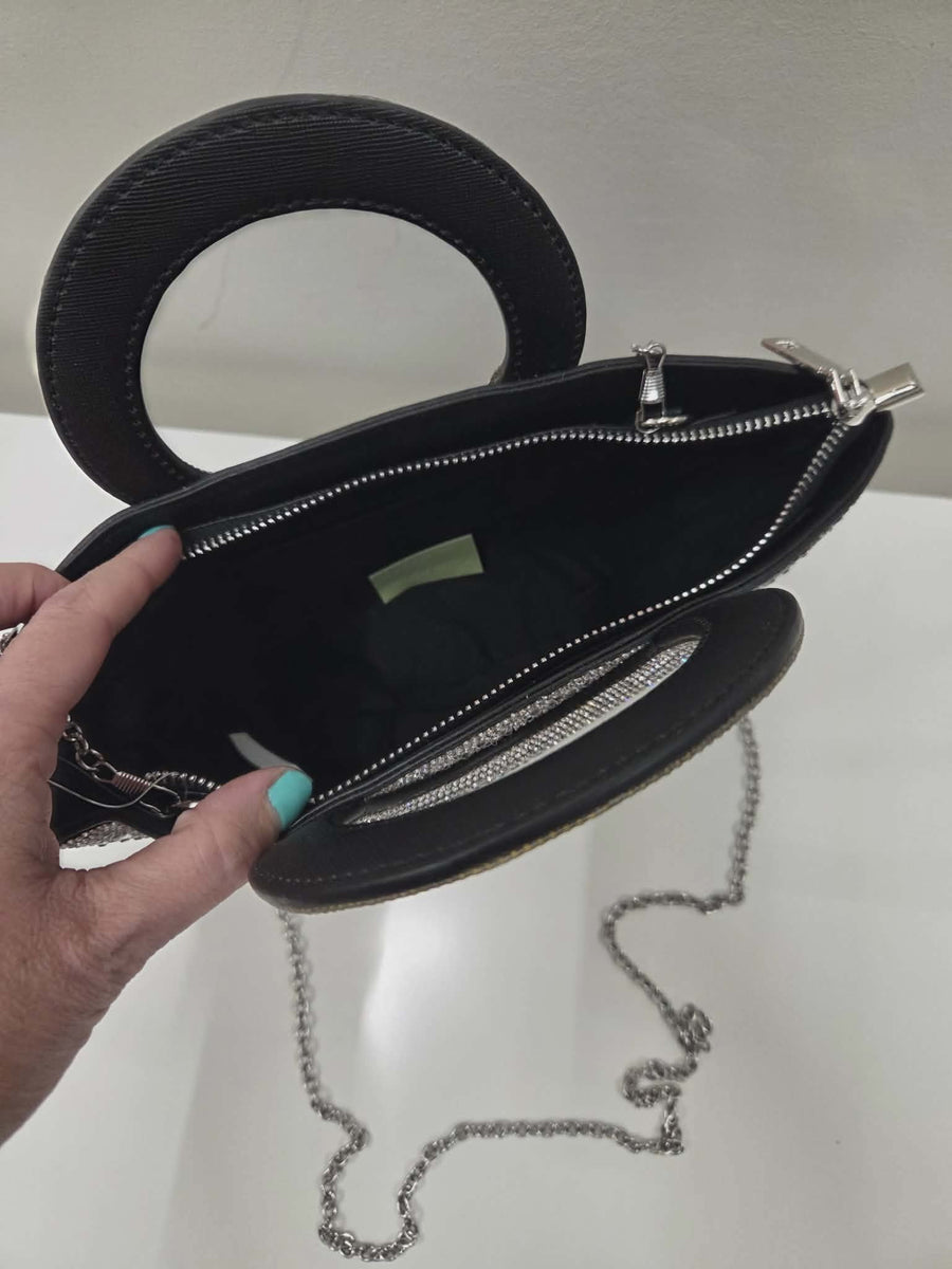 Evening Handbag in Black with Silver Rhinestones Robin Boutique