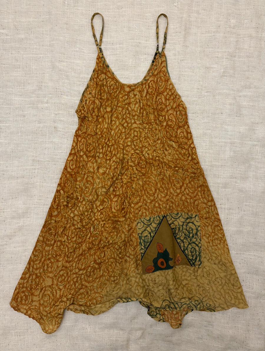 Rasgulla Sari Moonchild Mini Dress #084 by Kantha Bae