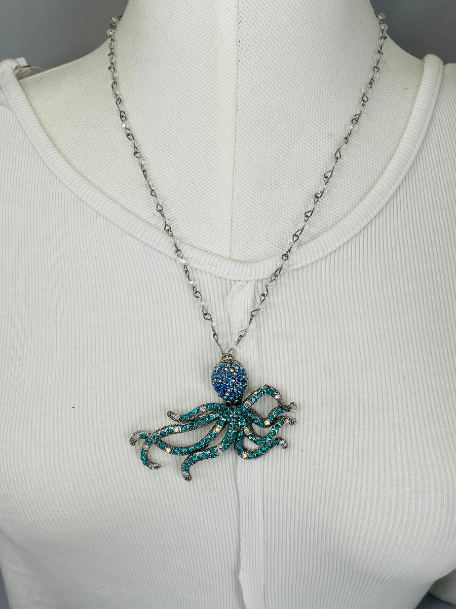 Rhinestone  Octopus Necklace by Gina