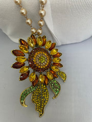 Rhinestone Sunflower Necklace by Gina