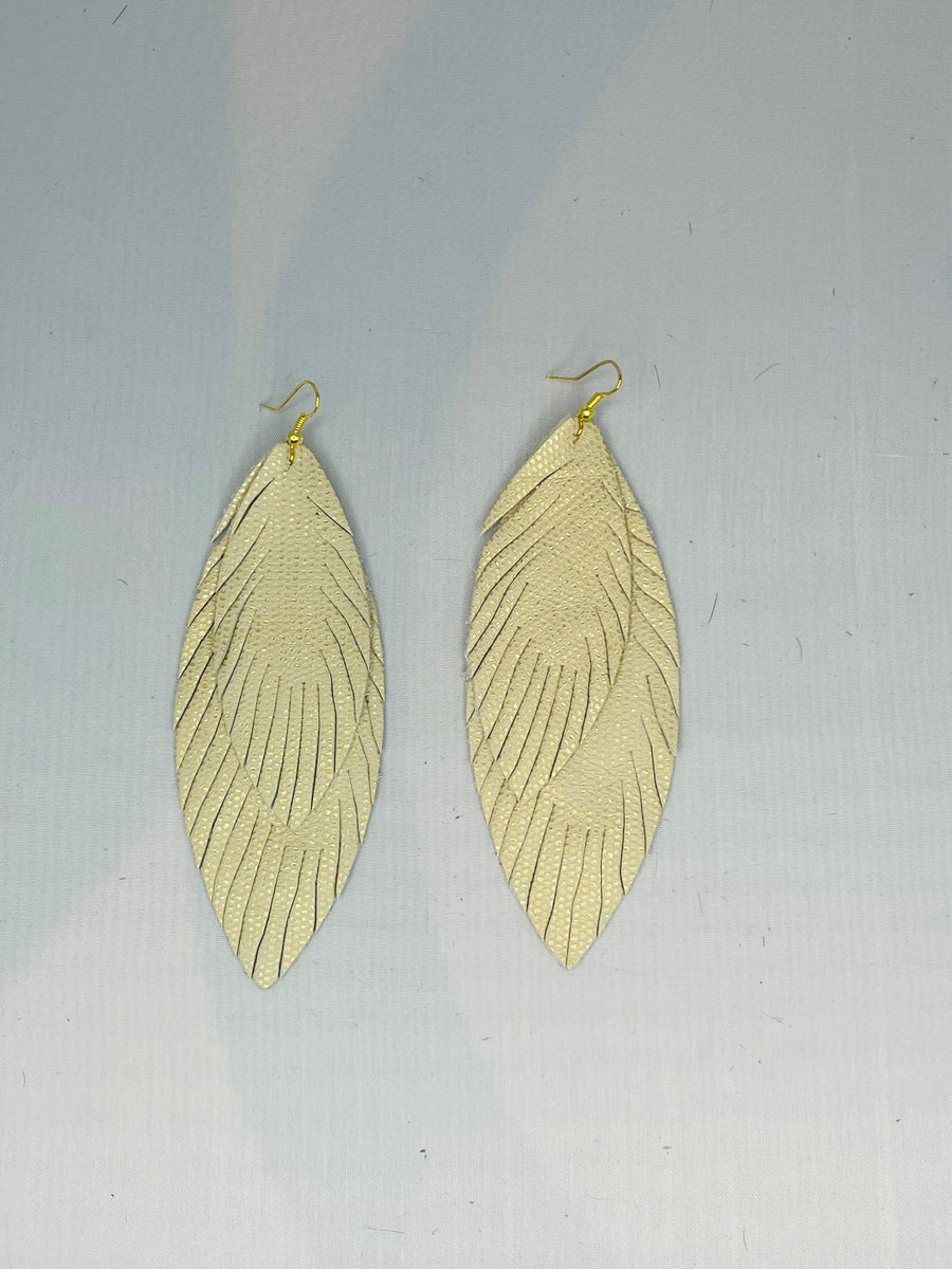 Leather Double Feather Earrings