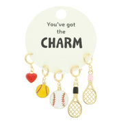 Epoxy Heart, Baseball, Softball, and Tennis Racket Charm Set Robin Boutique