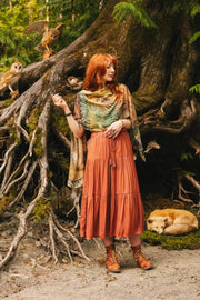 Woodland Wisdom Bohemian Scarf with Florals, Rabbit & Moths Robin Boutique