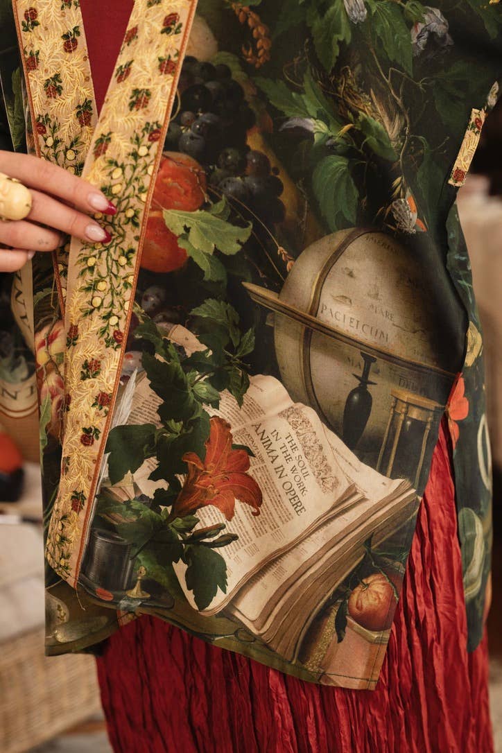 Additional view of Labour of Love Matineé (mid) Duster with florals & violin from Robin Boutique.
