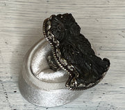 Owl Carved in Labradorite Adjustable Ornate Ring