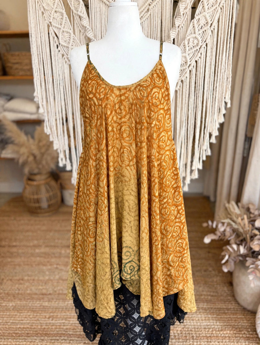 Rasgulla Sari Moonchild Mini Dress #084 by Kantha Bae