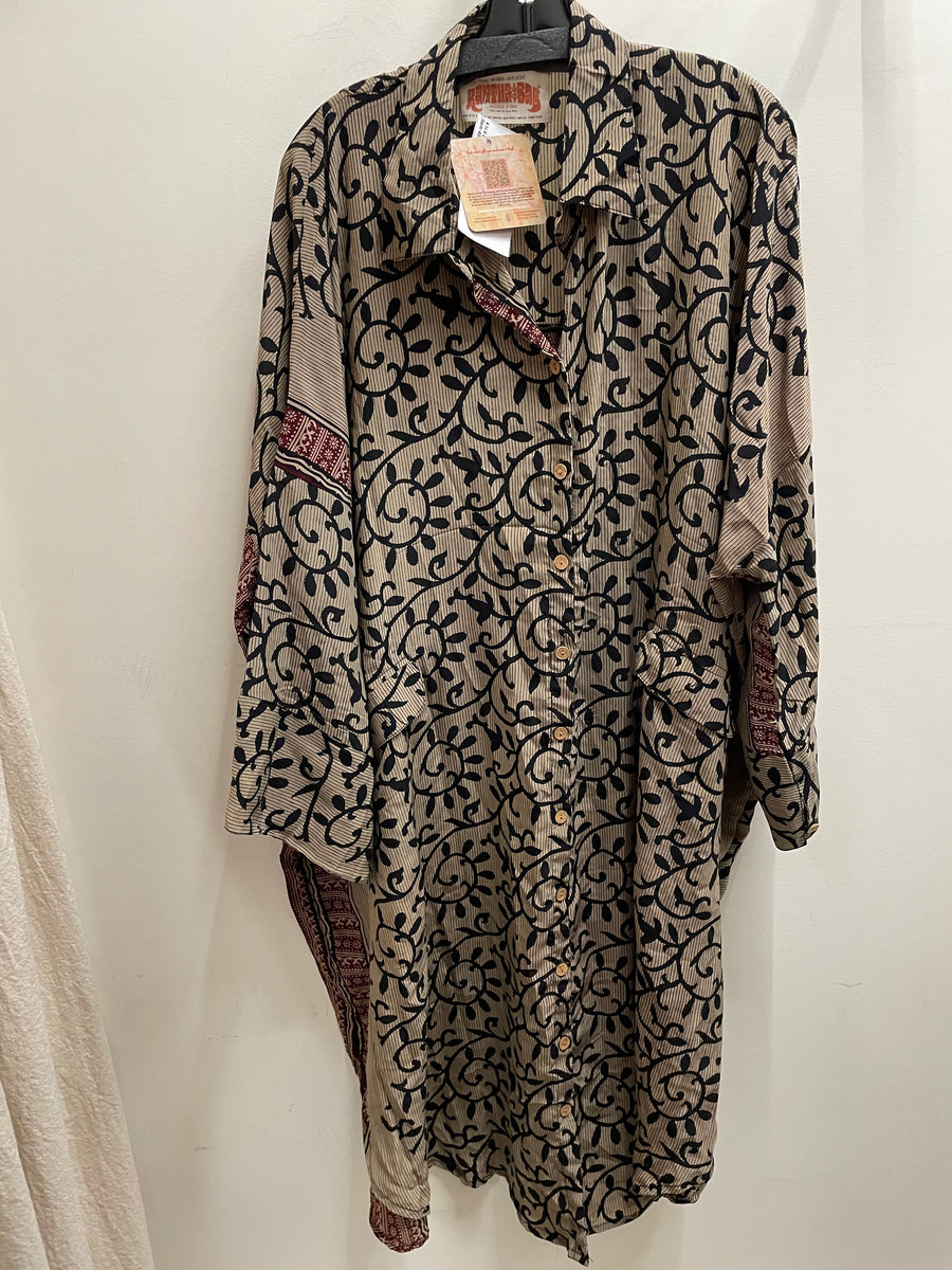 Crepe Sari Free To Be Longsleeve Maxi #132 by Kantha Bae
