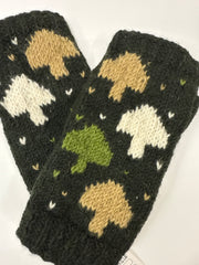 Knit  Fingerless Mushroom Gloves