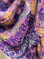 Crepe Sari Bell Sleeve Golddust Crop Top #148 by Kantha Bae