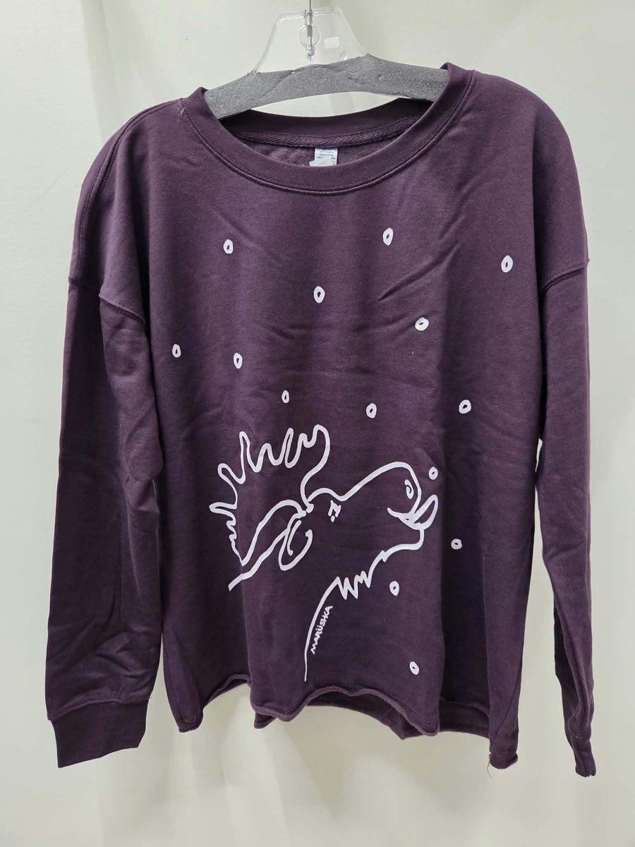 Moose Lick Drop Shoulder Crew Sweatshirt by Marushka