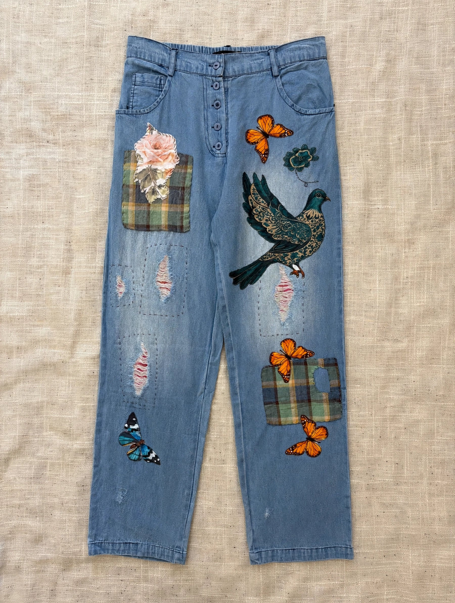 Wings & Wander Denim Pants by The Paper Lace