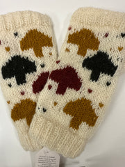 Knit  Fingerless Mushroom Gloves