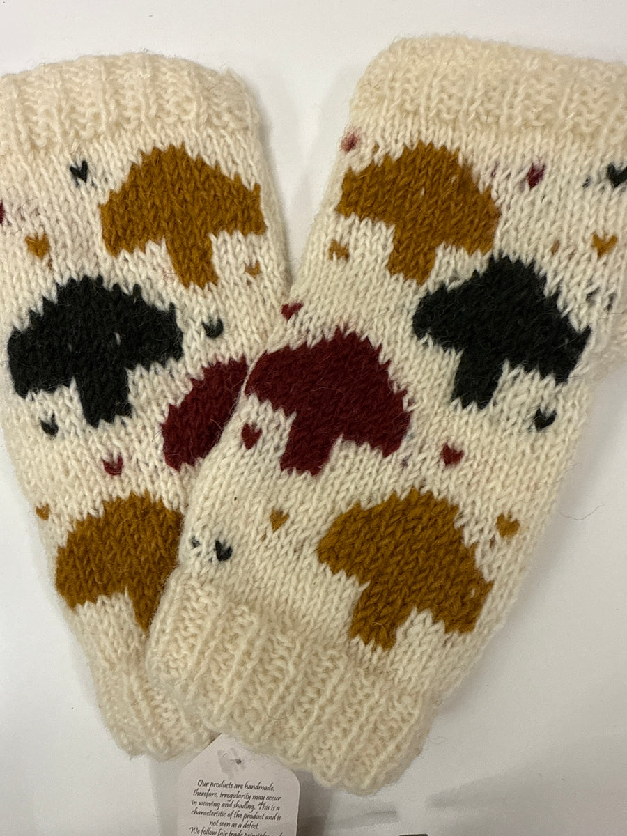 Knit  Fingerless Mushroom Gloves