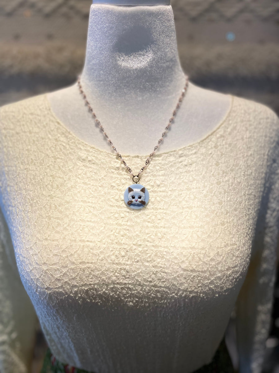 Vintage Cat Cameo Necklace by Gina