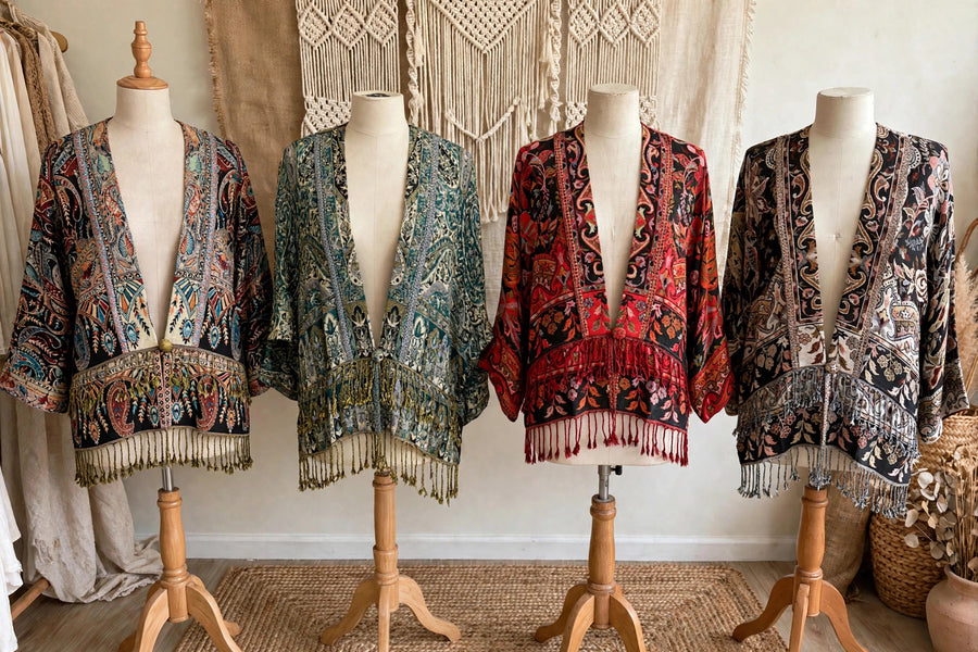 Reversible Tapestry Fringe Short Jacket