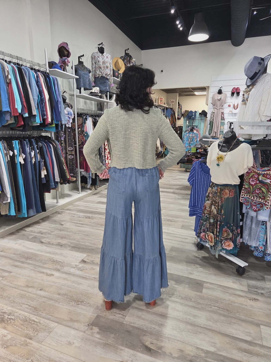 Denim Tencel Tiered Pant by Paparazzi