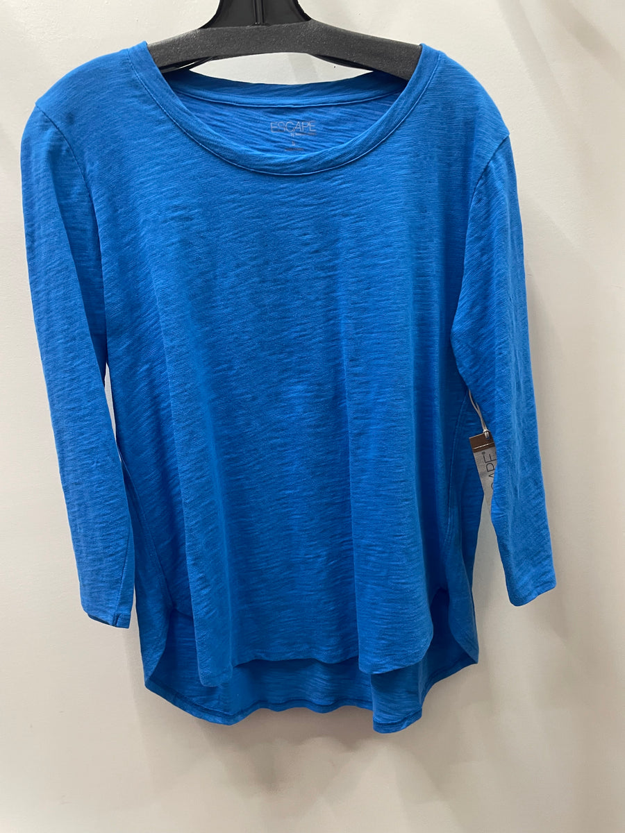 Solid Cotton Slub 3/4 Sleeve High-Low Tee by Escape