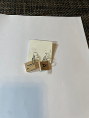 Scrabble Tile Earrings by The Vintage Jewel