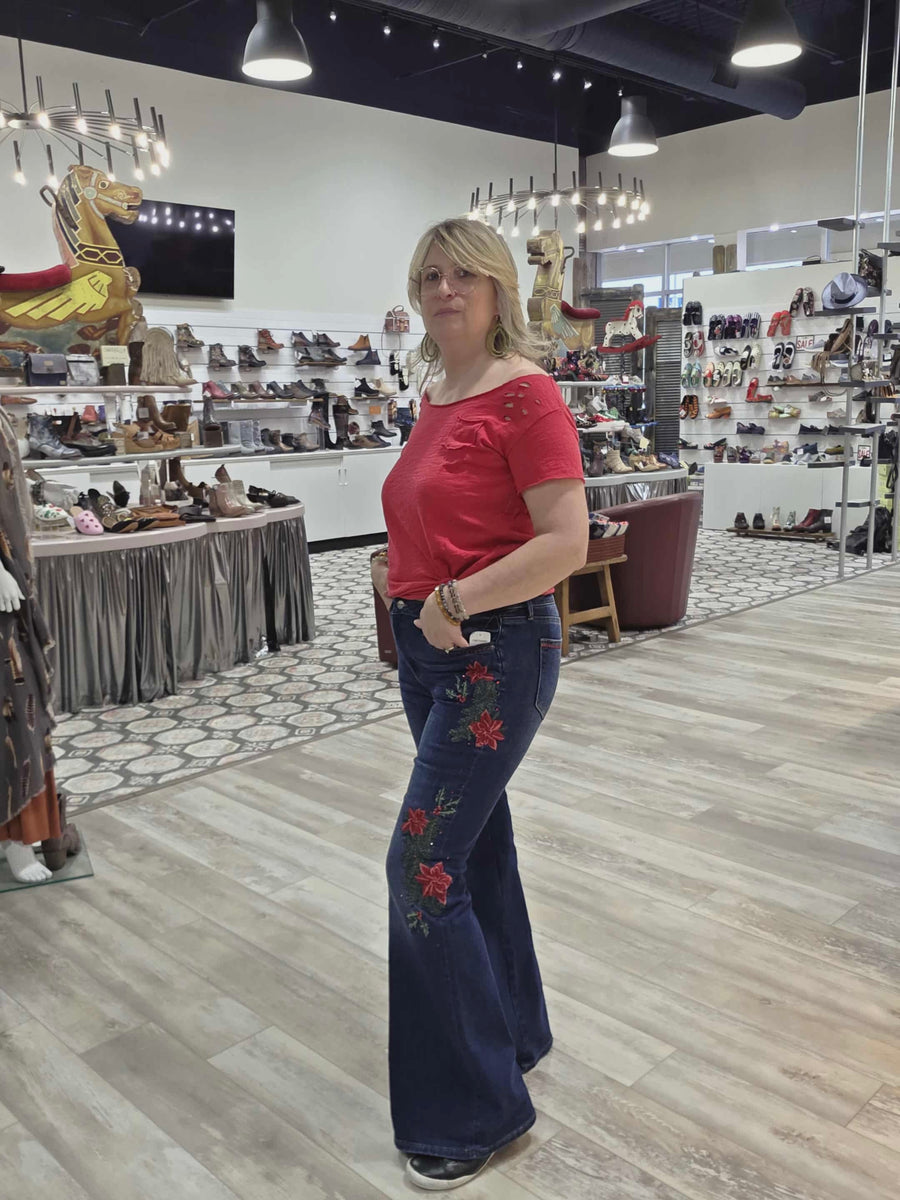 Driftwood Farrah Embroidered High-Rise Bootleg Jeans Robin Boutique