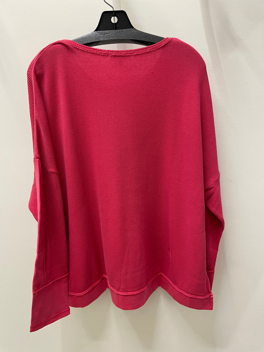 Waffle Knit Boxy Thermal Top in Cherry by Escape