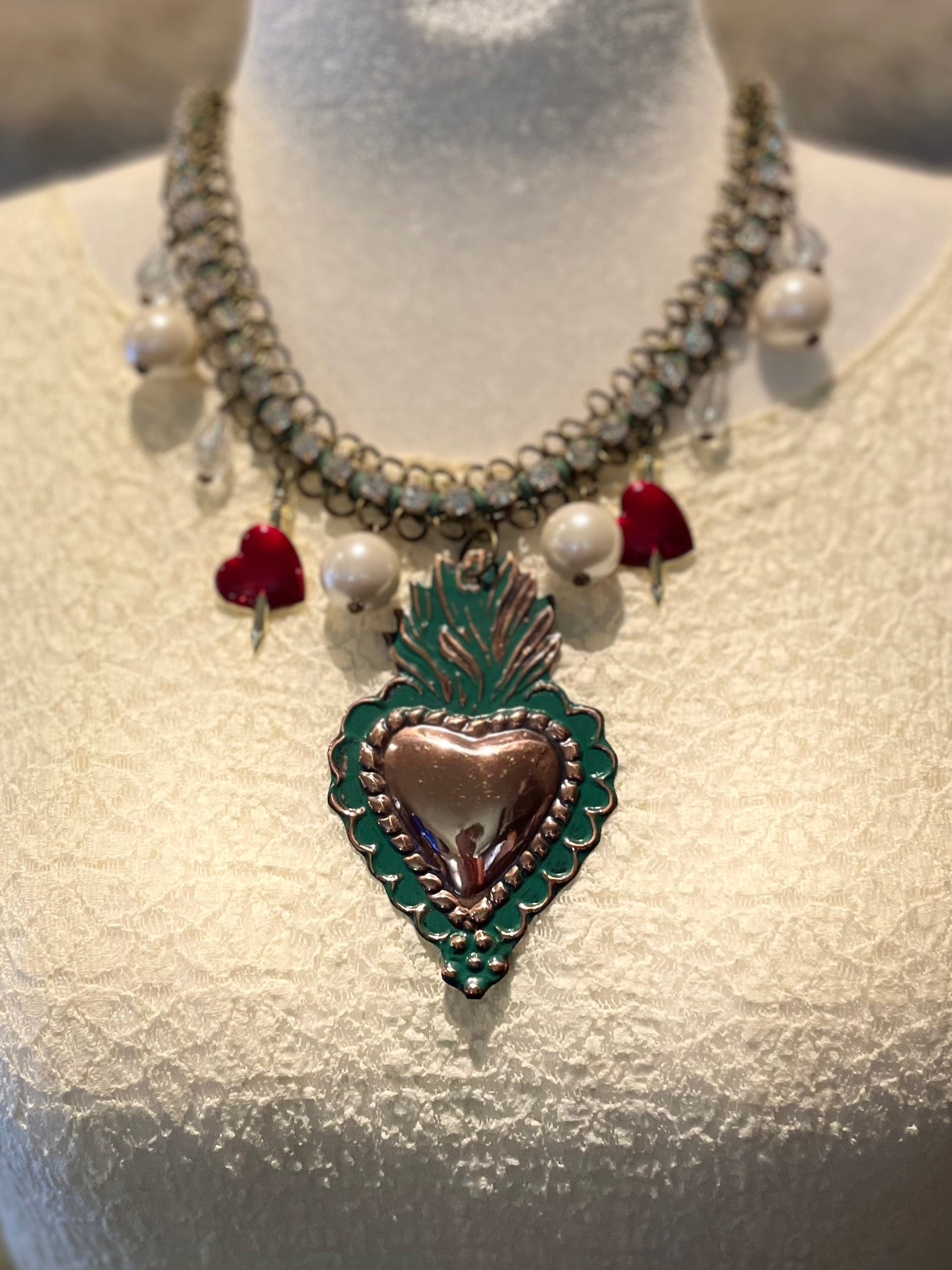 Celtic Heart Red Charm Necklace by Gina Robin Boutique