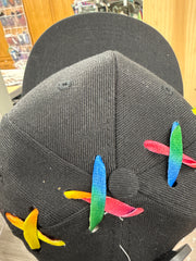 Rainbow Crisscross Detailed Black Cap
