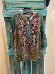 Floral Embroidered Mandarin Top by All About Her 5556